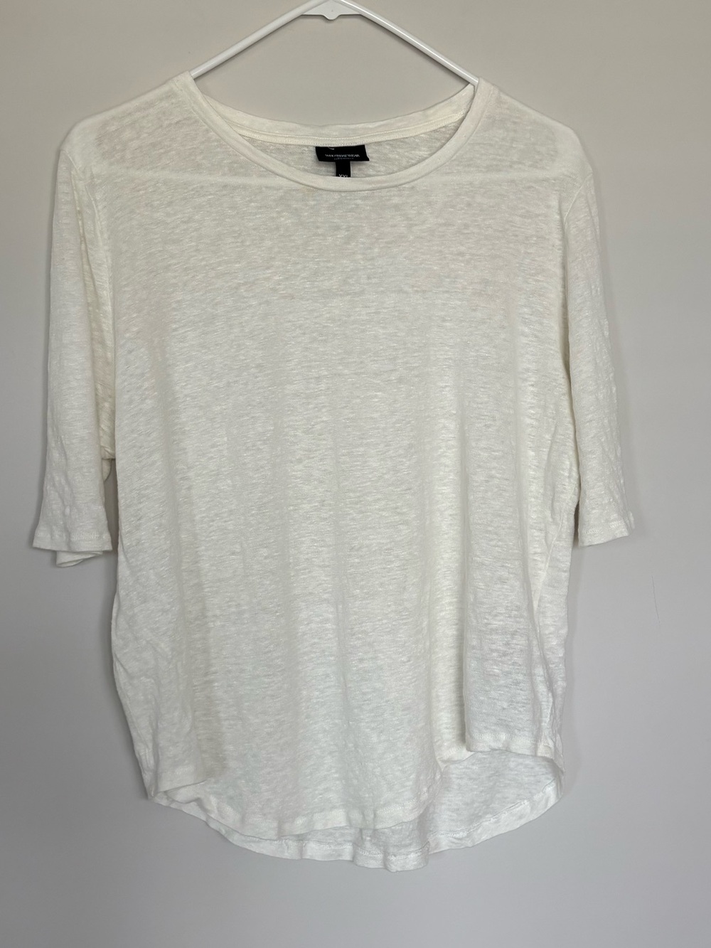 100% Linen Whowhatwear T-Shirt XXL White Short Sleeve Coastal Minimalist EUC